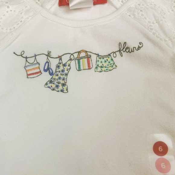 NWT Gymboree Girl Embroidered Pocket Skort & Clothesline Eyelet Sleeve Tee Size - Picture 7 of 9